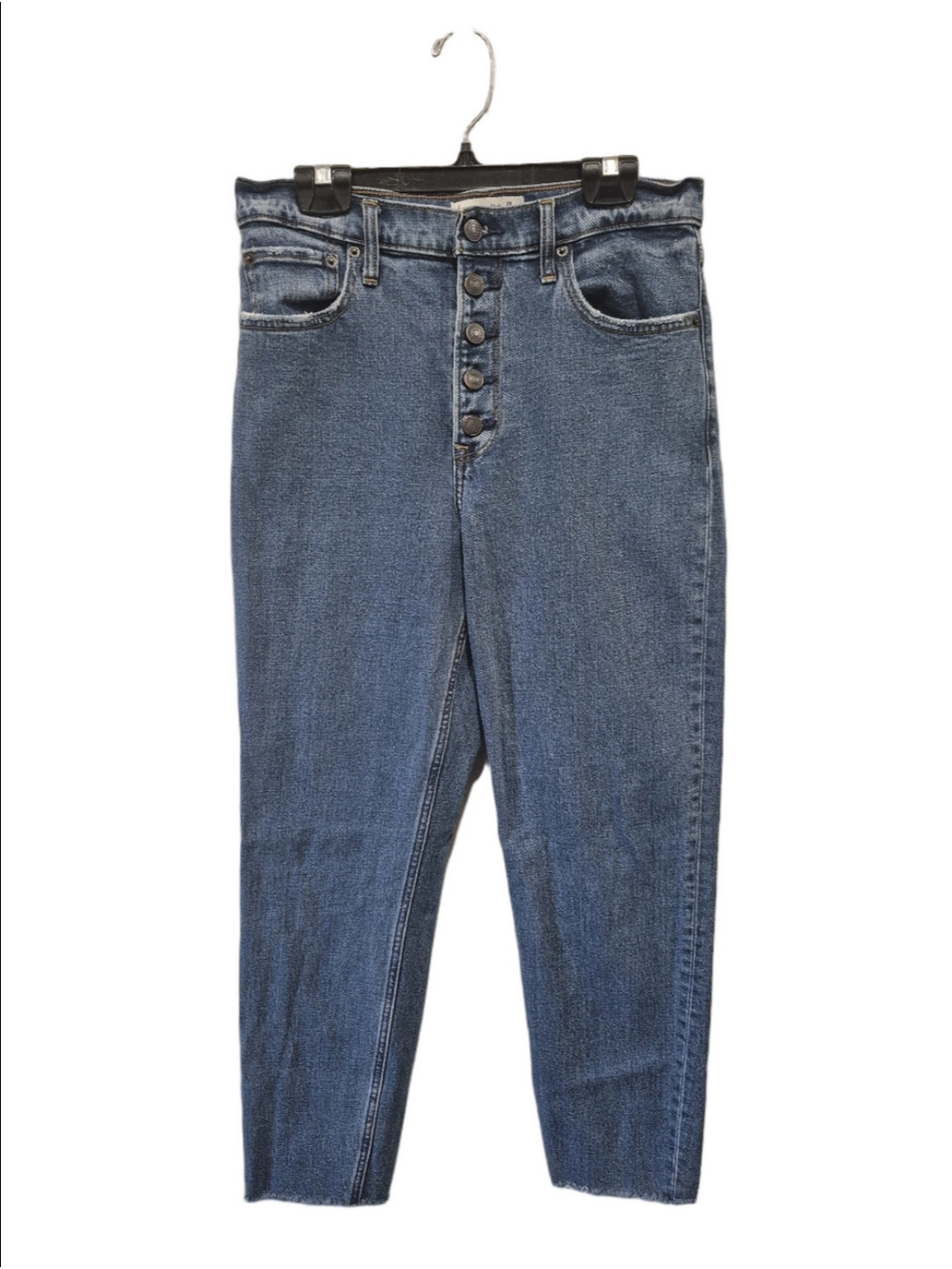 Abercrombie & Fitch High Rise Mom Jeans  Button Fly Raw Hem  Size 28/6